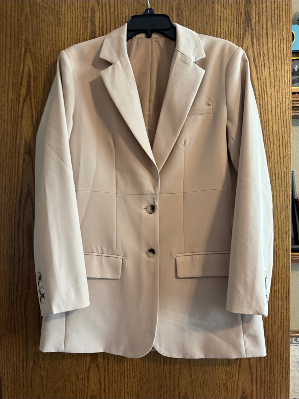 Classic Women's Two-Button Blazer in Light Beige